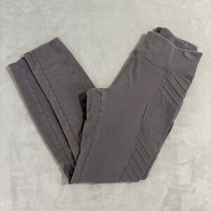 Pact Organic Cotton Moto Rare Leggings Brown Pintuck Detail Womens Medium
